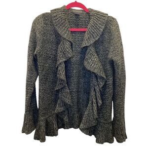Covington Gray Ruffled Cardigan Sweater